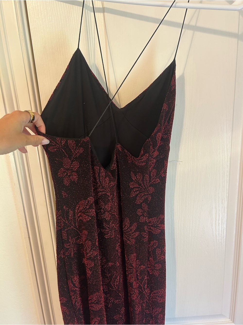 House of Harlow x REVOLVE Spaghetti Strap Burgundy Floral Velvet Maxi Dress - Picture 5 of 7